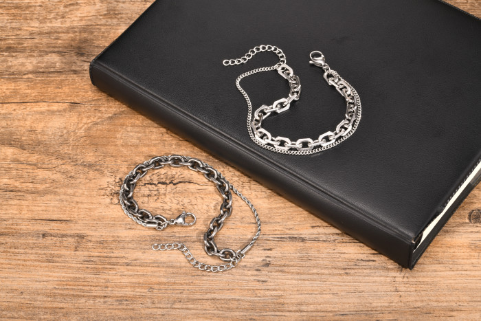 Wholesale Stainless Steel Double Layer Men Bracelet