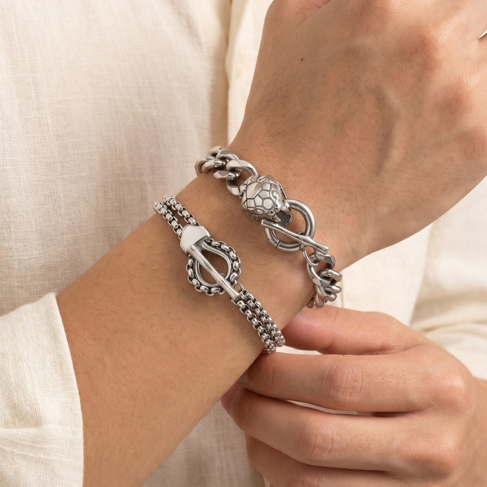 Wholesale Stainless Steel Snake Head Cuban Bracelet