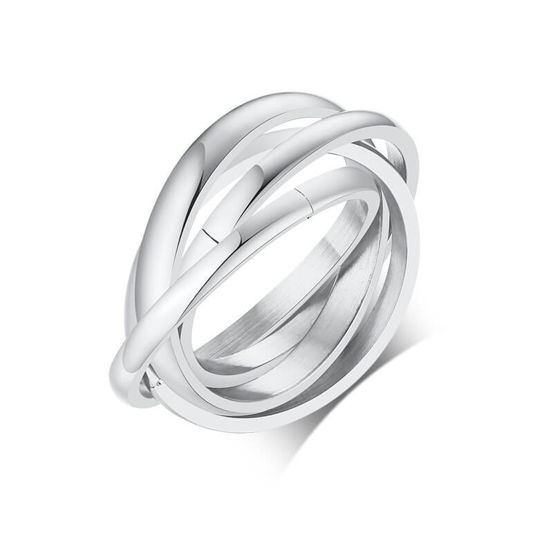 Wholesale Stainless Steel Intertwined Triple Band Ring