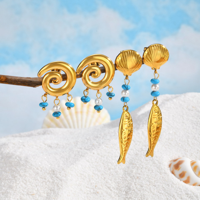 Wholesale Stainless Steel Marine Dangles Earrings