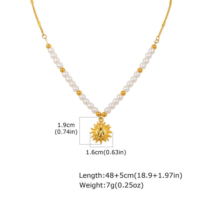 Wholesale Stainless Steel Sunflower Shell Necklace