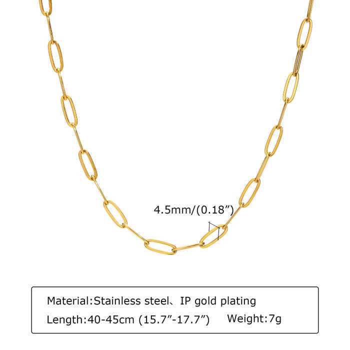 Wholesale Stainless Steel Paperclip Chain Clavicle Necklace