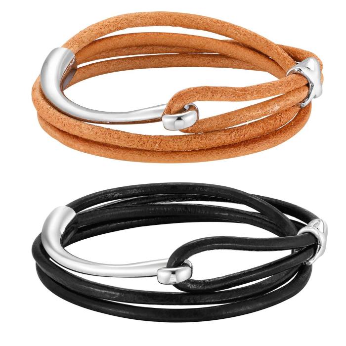 Men’s Leather Bracelet with Alloy Hook