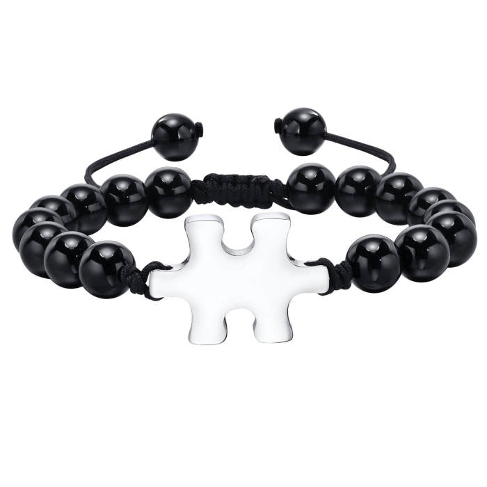 Wholesale Stainless Steel Puzzle Agate Beaded Bracelet