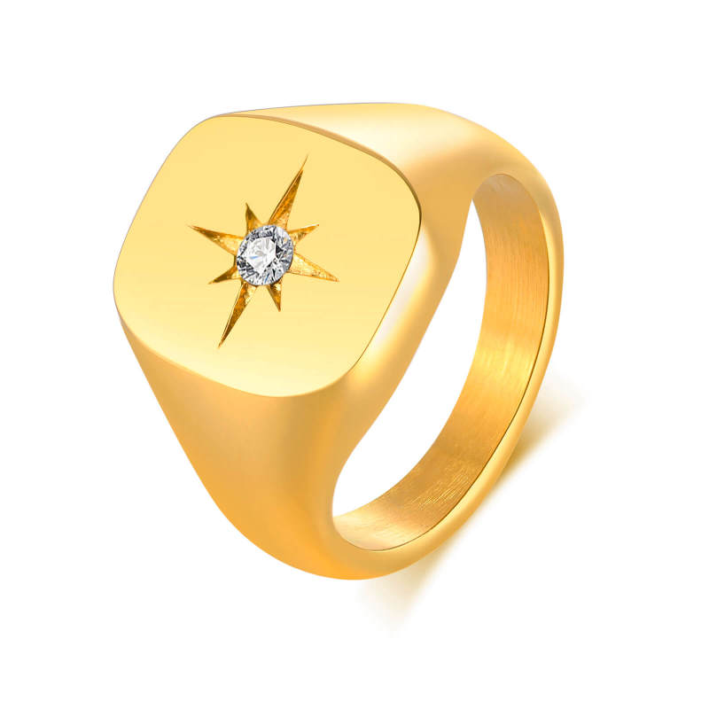 Wholesale Stainless Steel Eight Awn Star Signet Ring