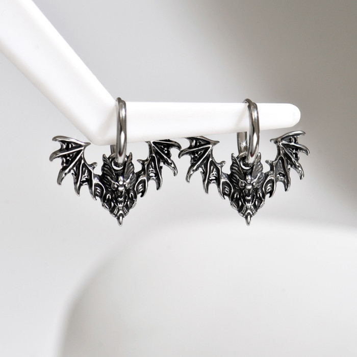 Wholesale Retro Stainless Steel Bat Wing Earrings