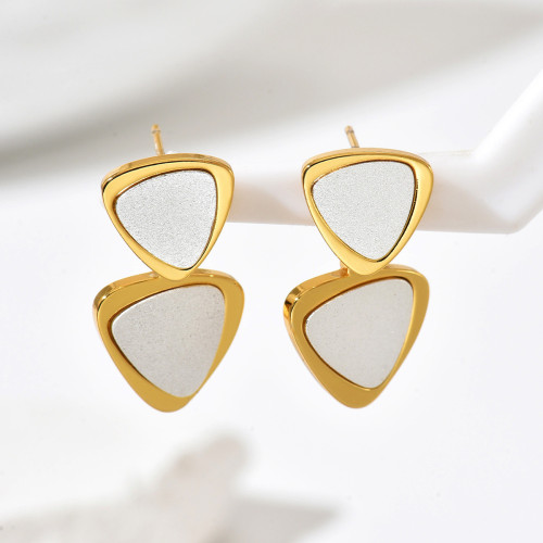 Wholesale Modern Two-Tone Triangular Drop Earrings