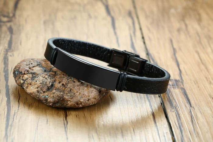 Wholesale Stainless Steel Classic Personalized Leather Bracelet