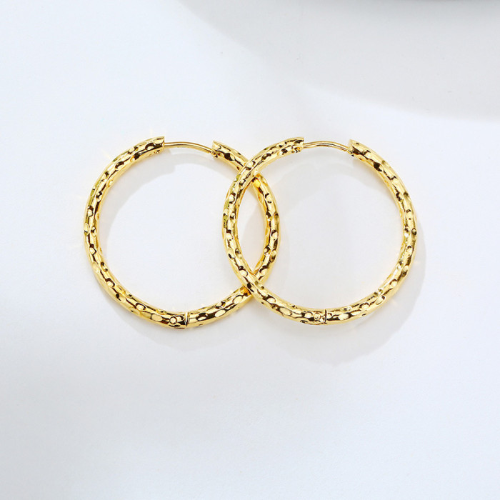 Wholesale Steel Hoop Earrings With Hammered Texture