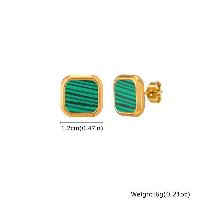 Wholesale Stainless Steel Malachite Earrings