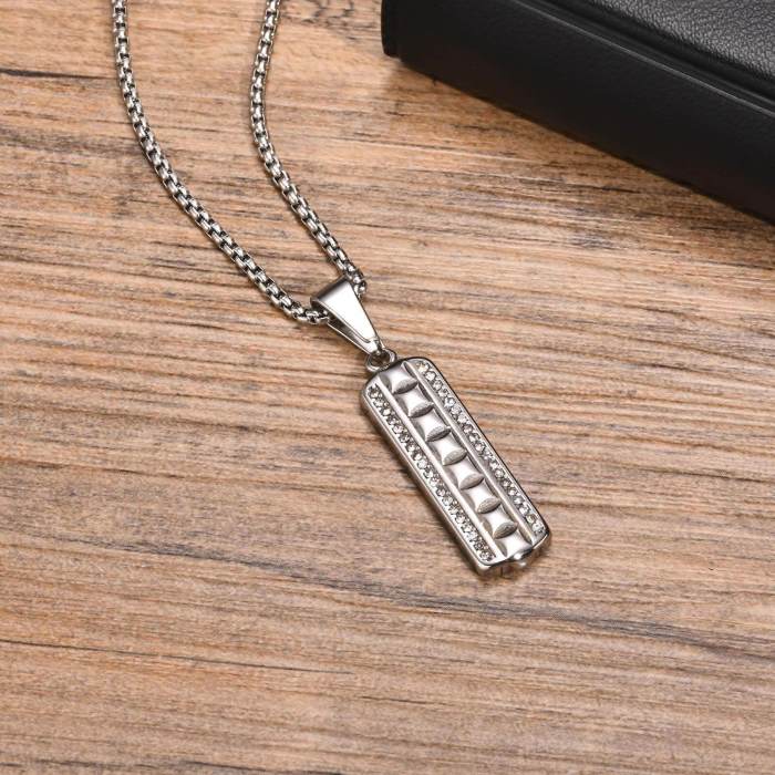 Wholesale Stainless Steel Vertical CZ Pendant