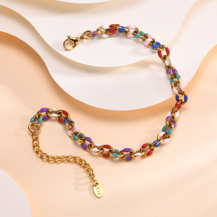 Wholesale Stainless Steel Color Chain Anklet