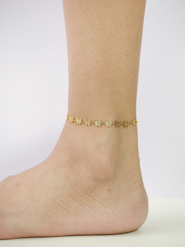 Wholesale Stainless Steel Butterfly Link Chain Anklet