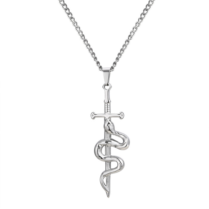Wholesale Stainless Steel Cross Snake Pendant
