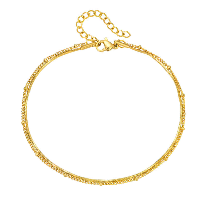 Wholesale Stainless Steel Double Layer Anklet