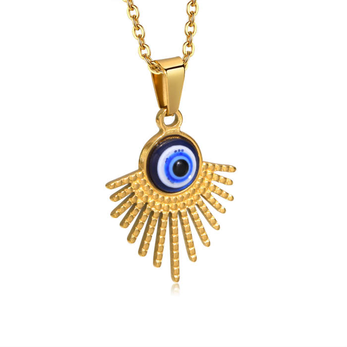Wholesale Stainless Steel Evil Eye Sunburst Necklaces