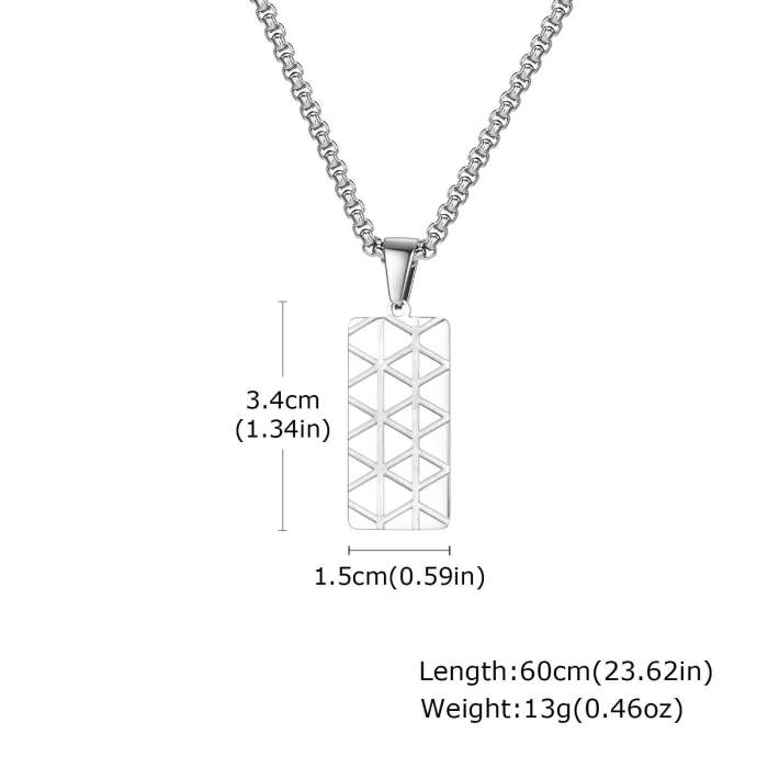 Wholesale Stainless Steel Rectangular Pendant with Geometric Patterns