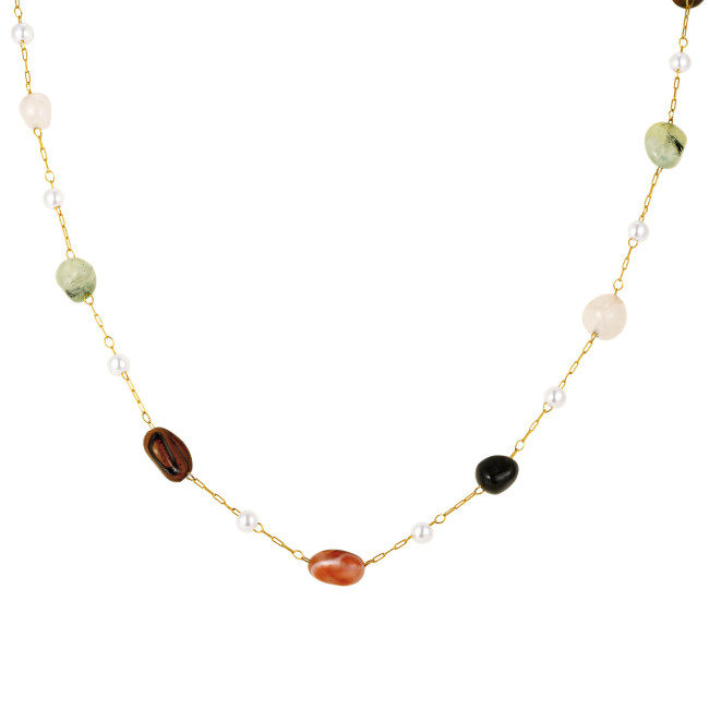Wholesale Stainless Steel Irregular Crystal Strand Necklace