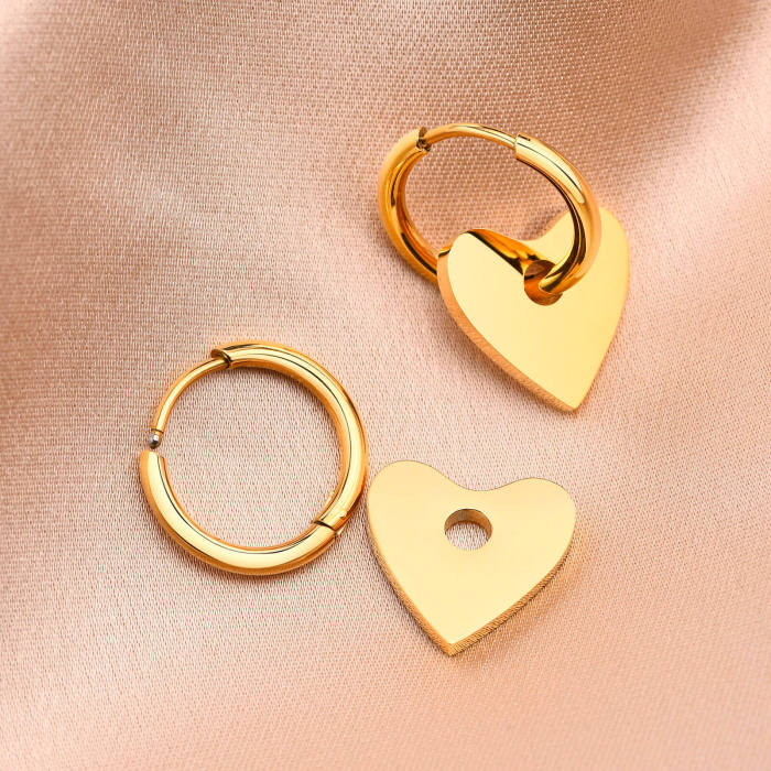 Wholesale Stainless Steel Gold Heart Hoop Earring