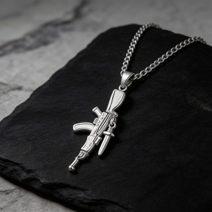 Wholesale Stainless Steel Rifle Pendant Necklace