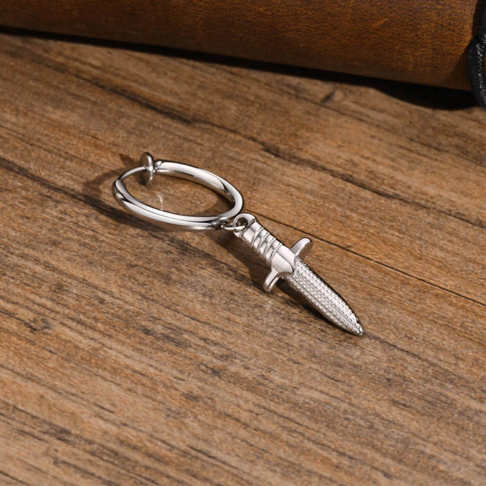Wholesale Stainless Steel No Piercing Sword Earrings