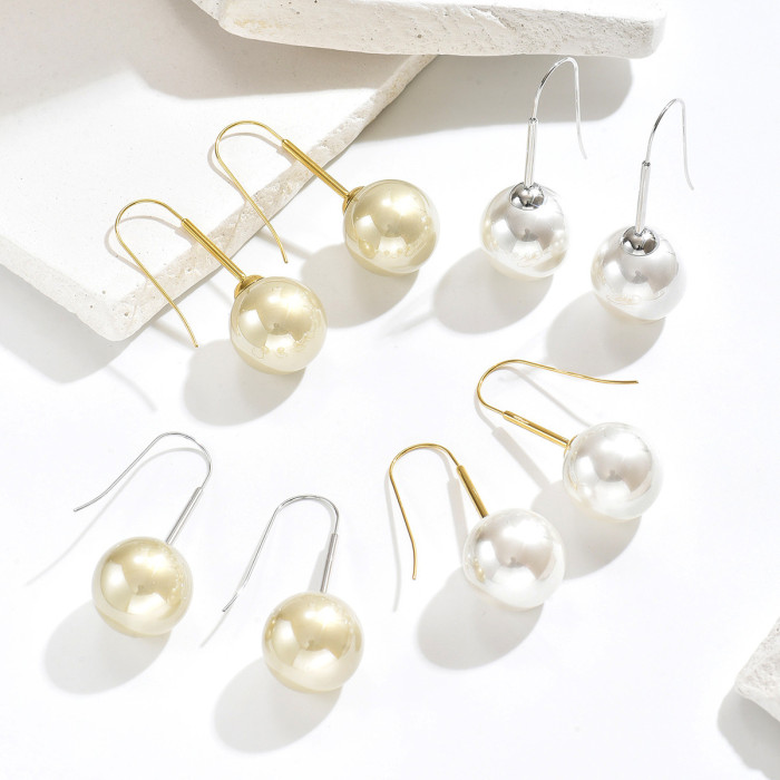Wholesale Stainless Steel Minimalist Pearl Earrings
