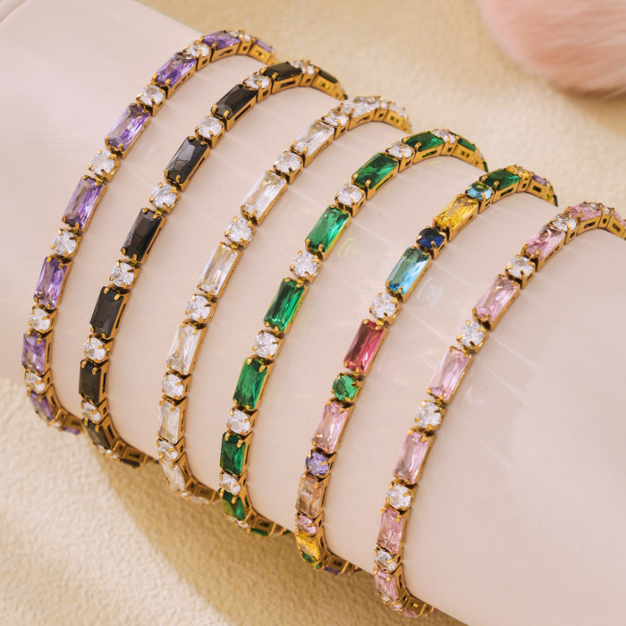 Wholesale Stainless Steel Colorful CZ Tennis Bracelet