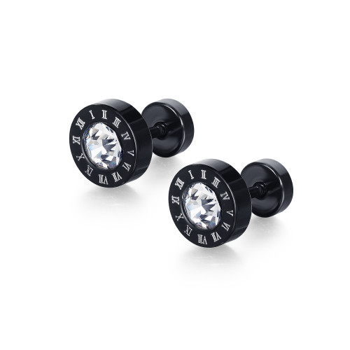 Wholesale Stainless Steel 9mm Roman Numeral Stud Earrings