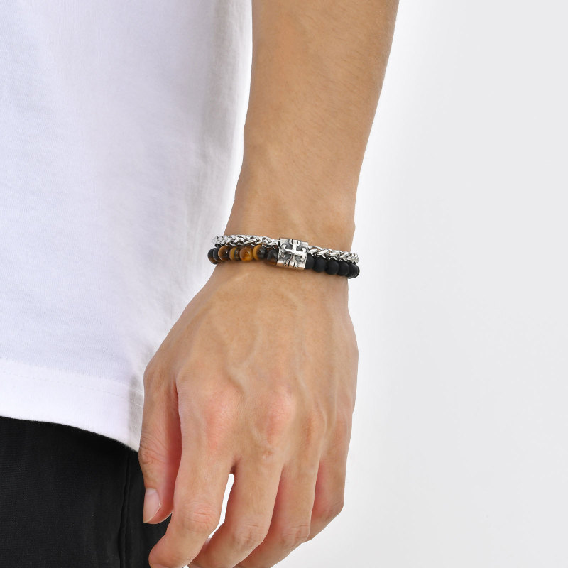 Wholesale Stainless Steel Tiger Eye Agate Bracelet