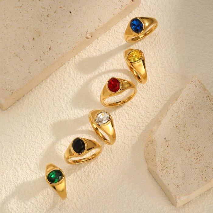 Wholesale Stainless Steel Oval Zirconia Ring