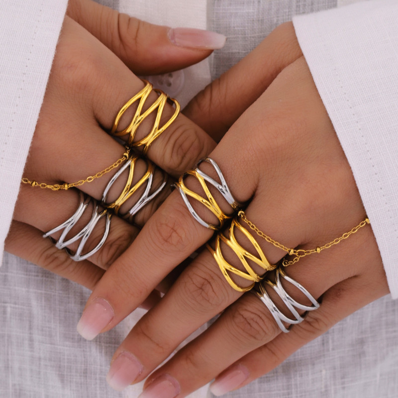 Wholesale Stainless Steel Irregular Multi-Layer Rings