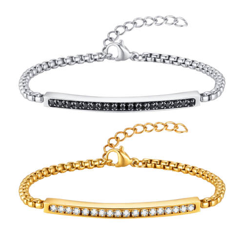 Wholesale Stainless Steel Couple Zirconia Bracelet