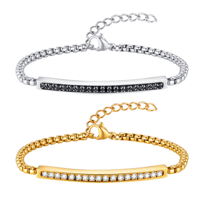 Wholesale Stainless Steel Couple Zirconia Bracelet