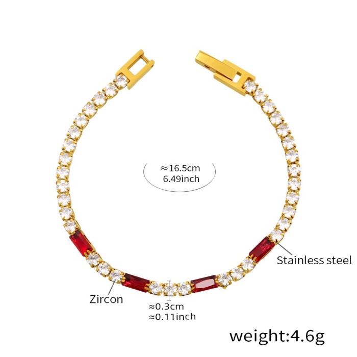 Wholesale Steel Square Multicolor CZ Bracelet