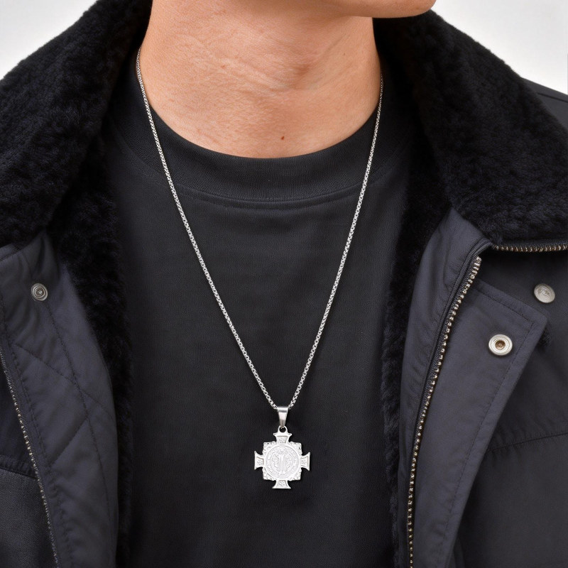 Wholesale Stainless Steel St. Benedict Medal Necklace