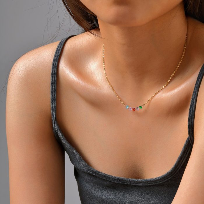 Wholesale Stainless Steel White Zirconia Gold Necklace