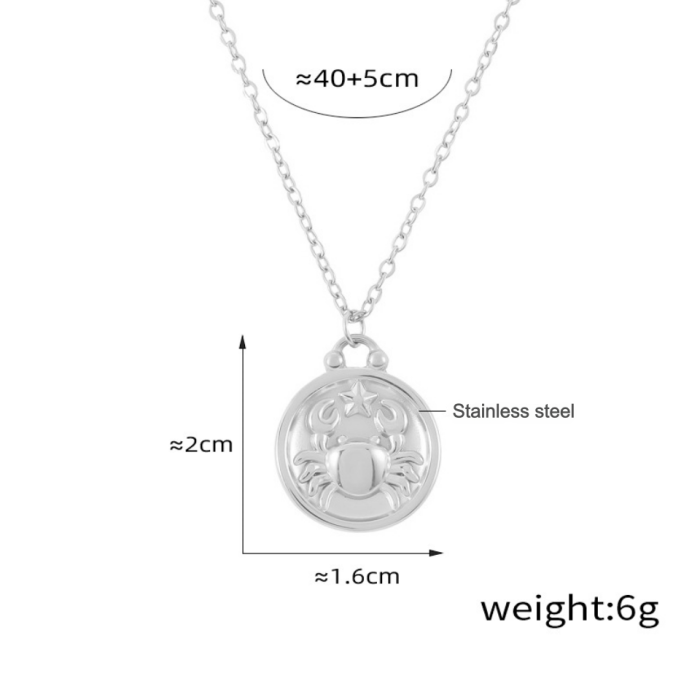 Wholesale Stainless Steel 12 Zodiac Sign Necklace Set