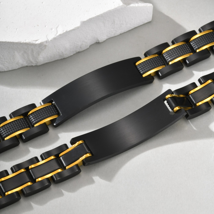 Stainless Steel Black Gold ID Bracelet Wholesale