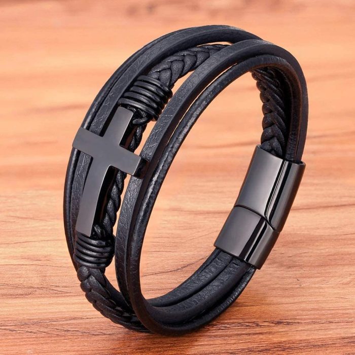 Wholesale Leather Bracelet with Cross