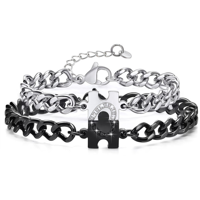 Stainless Steel Love Puzzle Couple Set Wholesale