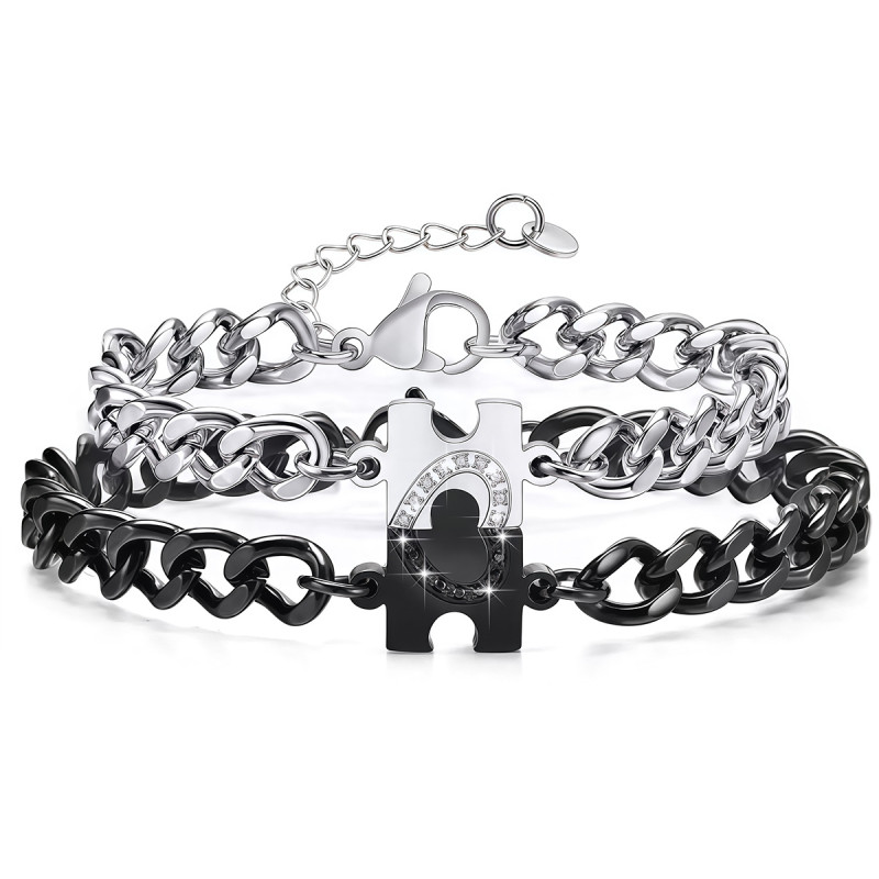 Stainless Steel Love Puzzle Couple Set Wholesale