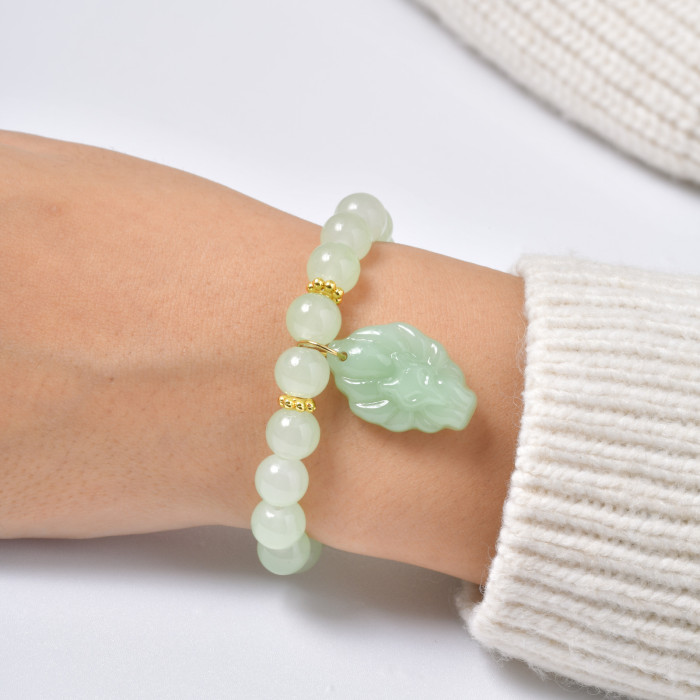 Wholesale Natural Gemstone Beaded Bracelet - Carved Fox Amulet