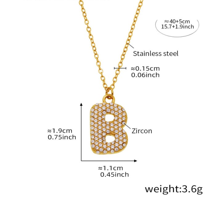 Wholesale Stainless Steel 5A CZ Initial Necklace