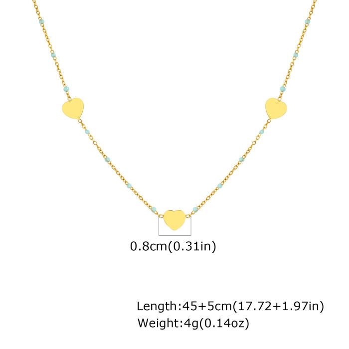 Wholesale Stainless Steel Heart Blue Bead Necklace