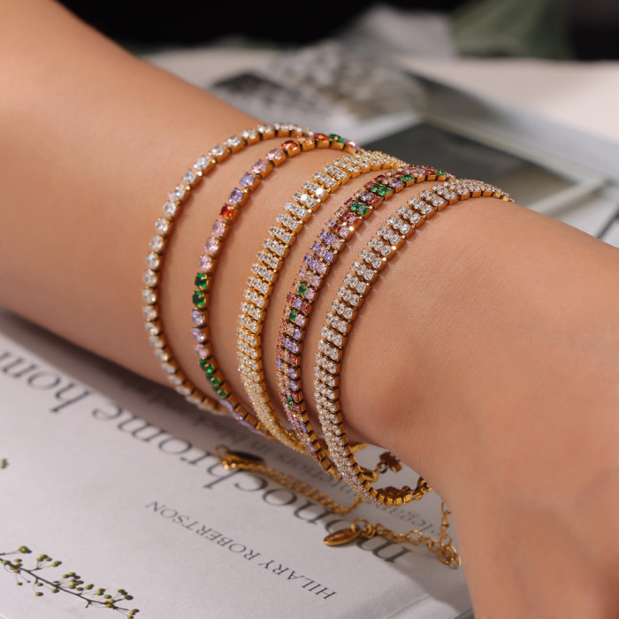 Wholesale Stainless Steel Gold Plated CZ Tennis Bracelet