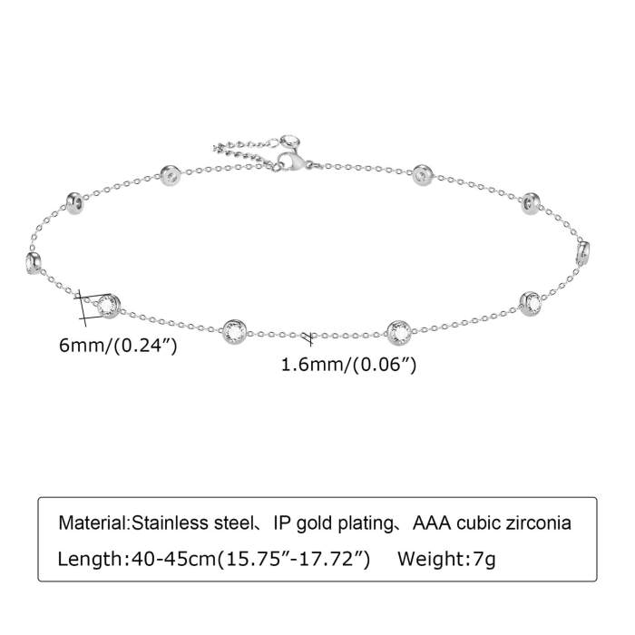 Wholesale Stainless Steel CZ Station Women Necklace