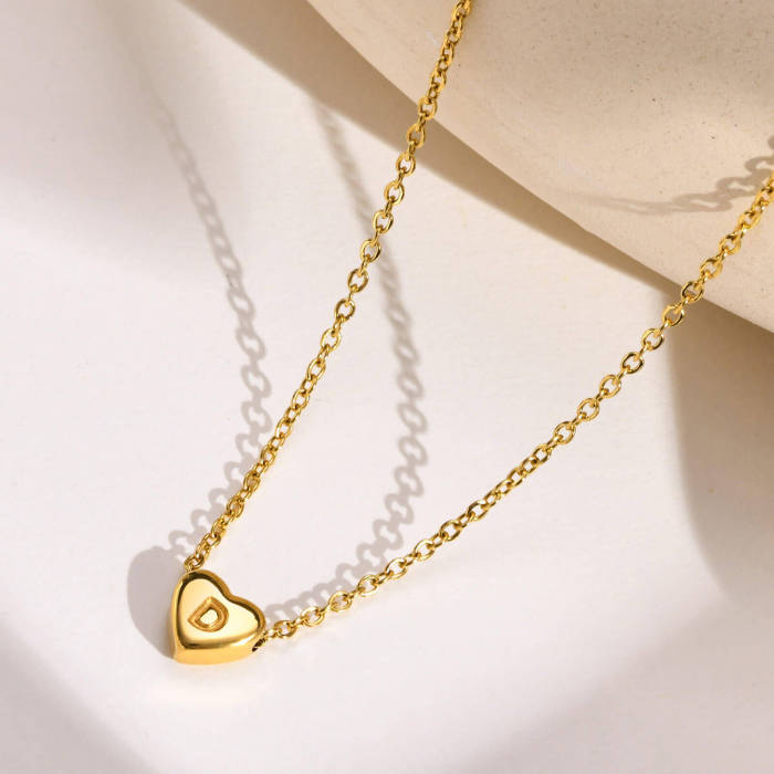 Wholesale Stainless Steel Initials Heart Necklace