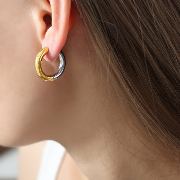 Wholesale Stainless Steel Two Tone Earrings