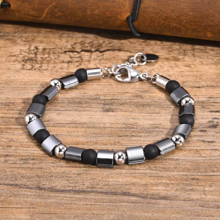Wholesale Black Gallstone Hematite Beaded Bracelets