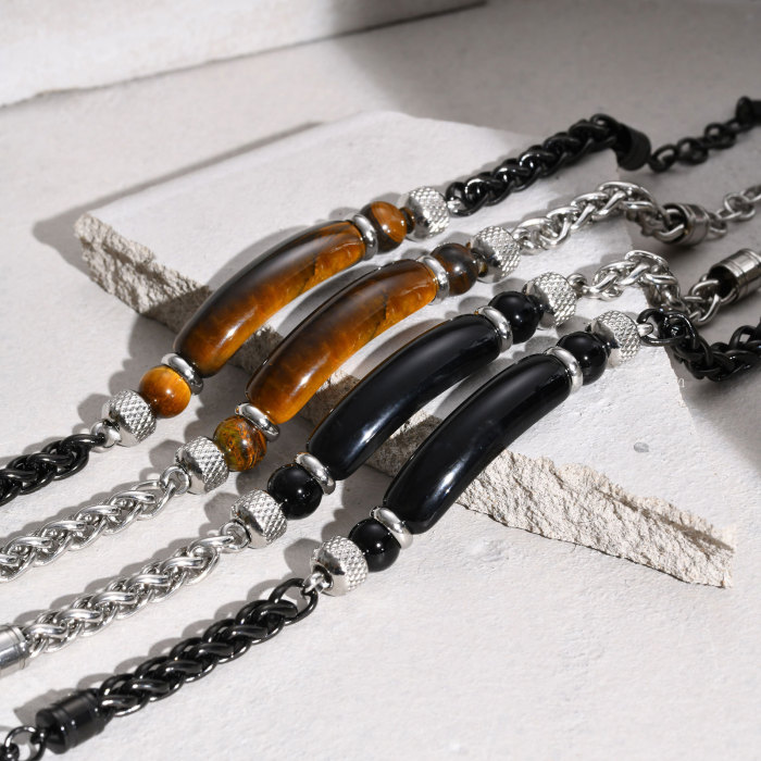 Wholesale Stainless Steel Chain Onyx Bracelet
